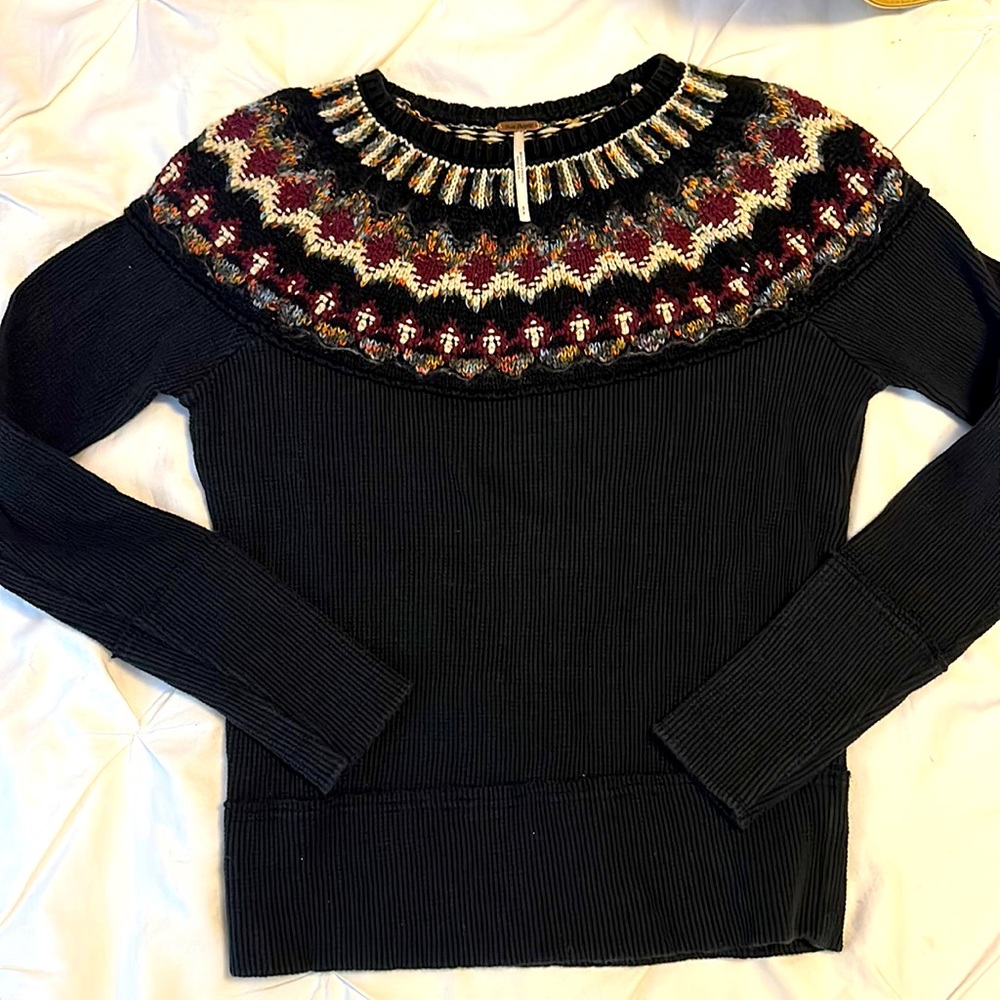 Free people mandala swit thermal sweater black size s